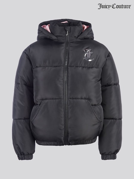 Juicy Couture Black Shorter Length Foiled Puffer Coat (W98749) | €133 - €159
