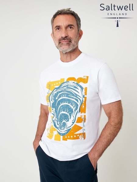 Saltwell Shell Graphic Print Crew Neck White T-Shirt (W98758) | €26