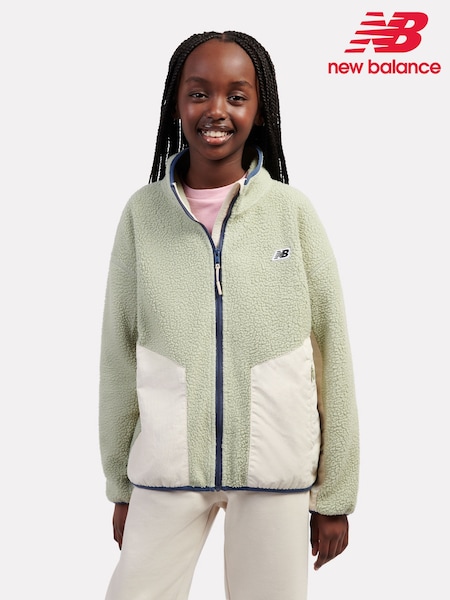 New Balance Green Premium Borg Zip Thru Funnel Fleece (W98812) | AED379 - AED454
