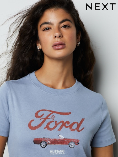 Blue Official Ford License Car Graphic Crew Neck T-Shirt (W99030) | JD 15