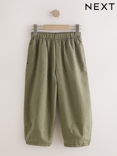Olive Green Gingham Pullon Barrel Trousers (3-16yrs) (W99048) | AED81 - AED107