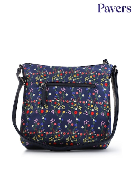 Pavers Navy Floral Print Cross-Body Bag (W99082) | R$ 275