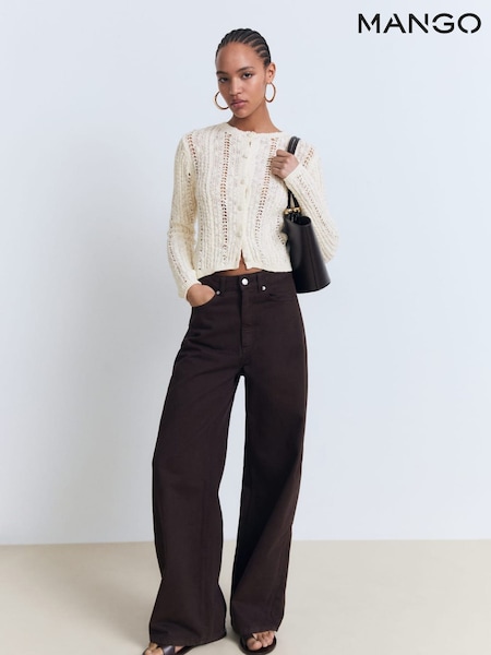 Mango White Openwork Knit Cardigan (W99089) | €45