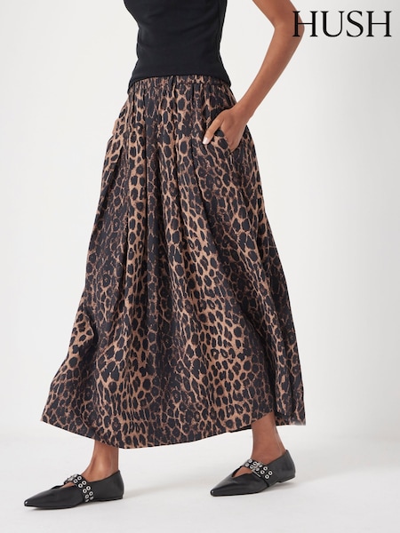 Hush Animal Air Flow Top Pleated Midi Skirt (W99102) | AED524