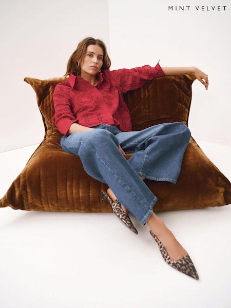 Mint Velvet Red Broderie Cropped Shirt (W99195) | €113