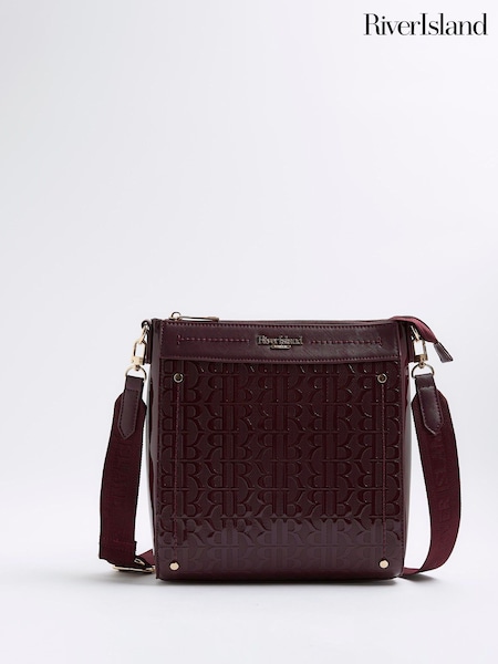 River Island Red Patent Monogram Messenger Bag (W99279) | €42