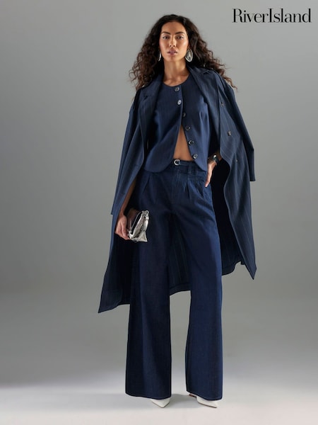 River Island Blue Wide Leg Tie Front Jeans (W99304) | €64