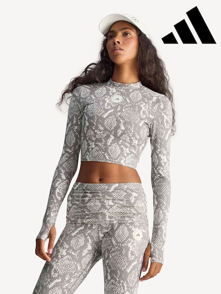 adidas Stella McCartney Snake Print Crop Long Sleeve Top (W99426) | R$ 890