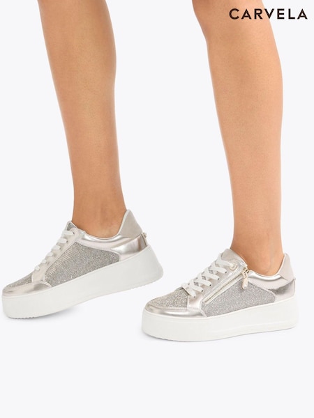 Carvela Silver Lace Up Trainers (W99473) | €113