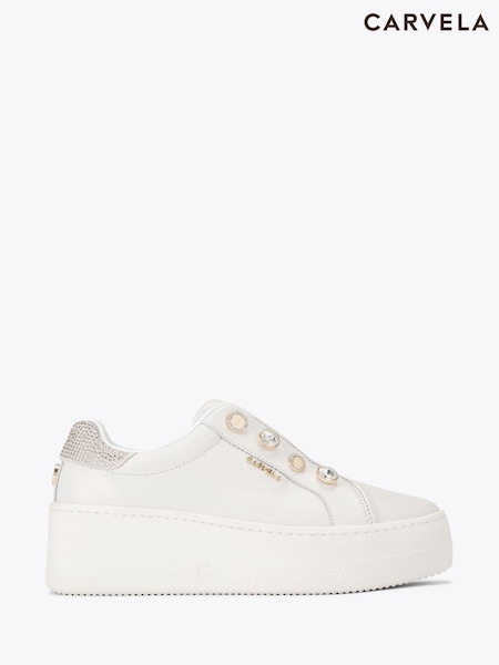 Carvela White Connected Laceless Coin Trainers (W99495) | AED926