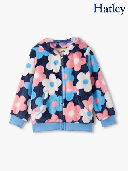Hatley Blue Big Flowers Fleece Zip-Up Hoodie (W99541) | AED221