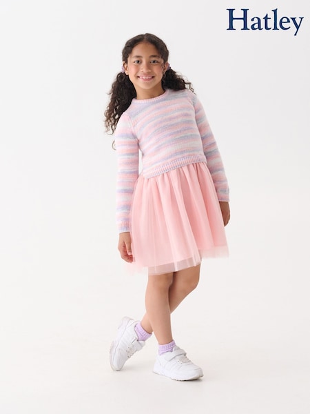 Hatley Pink Pastel Rainbow Fuzzy Mixed Dress (W99544) | €74