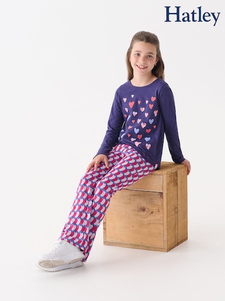 Hatley Pink Graphic Hearts Fun Waist Flare Trousers (W99545) | 134 QAR