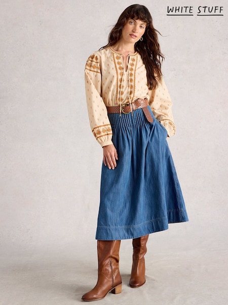 White Stuff Blue Charlotte Denim Midi Skirt (W99630) | AED379