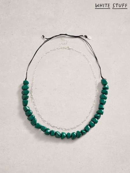 White Stuff Green Stacked Beaded Necklace (W99633) | 145 QAR