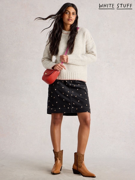 White Stuff Grey Tia Embroidered Cord Skirt (W99663) | €83