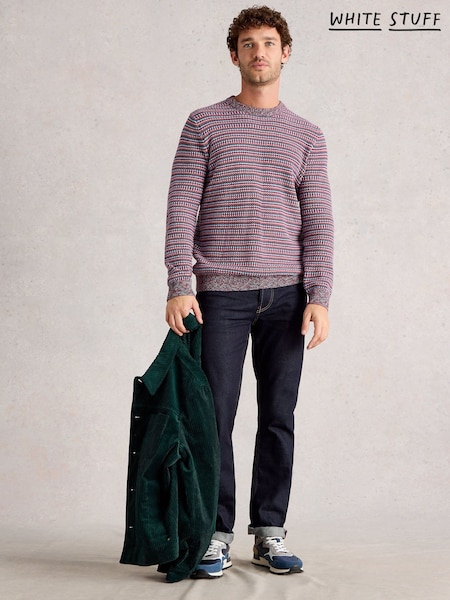 White Stuff Pink Textured Stripe Crew Neck Jumper (W99673) | €85