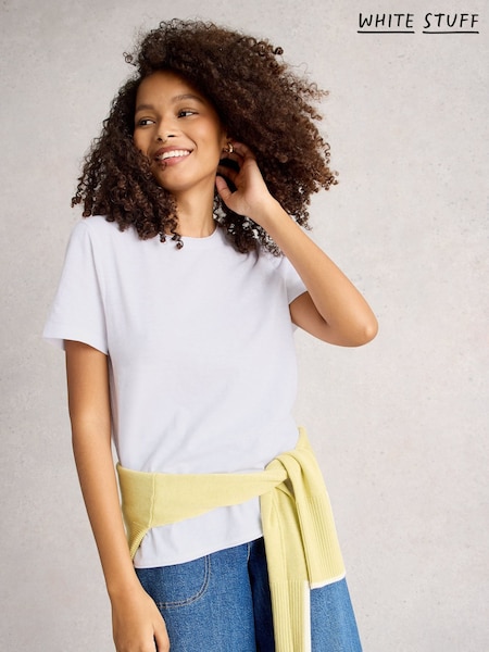 White Stuff White Clara Short Sleeve T-Shirt (W99704) | 145 QAR
