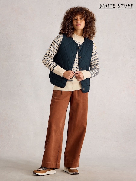 Azul - White Stuff Emily Quilted Gilet (W99729) | R$ 640