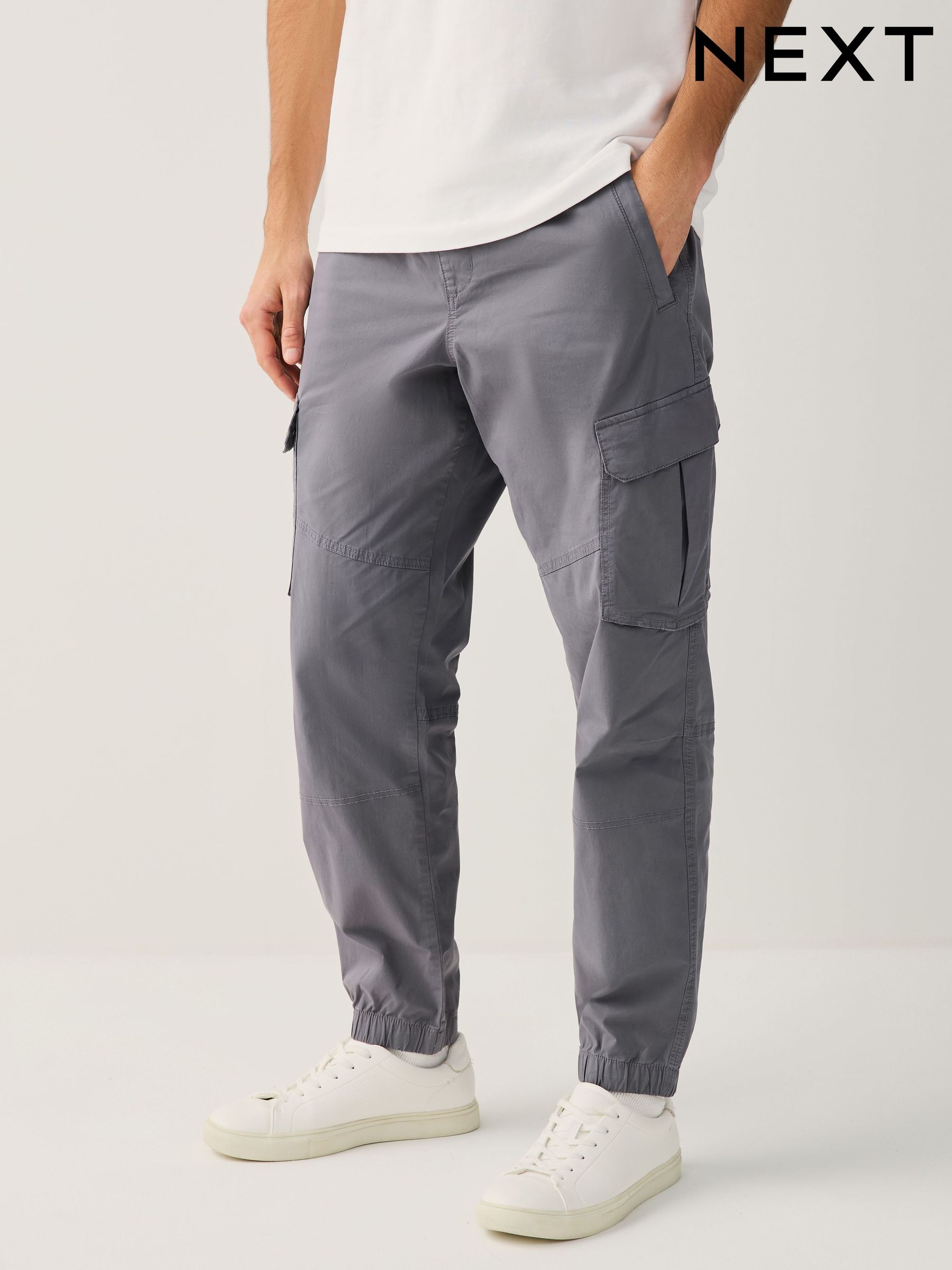 +CLOTHET 2Way Stretch Cargo Trousers グレー Mens Cargo Trousers | Cotton & Chino Trousers | Next Romania