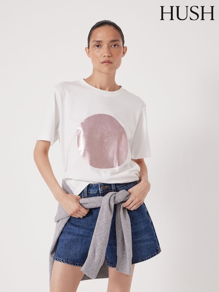Hush White Metallic Graphic Print T-Shirt (W99973) | €60