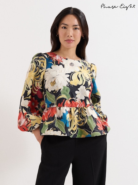 Phase Eight Black Ellis Peplum Top (Y00009) | AED553