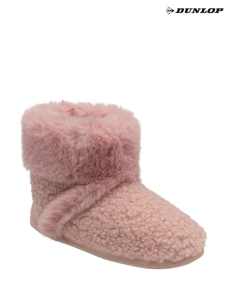 Dunlop Pink Bootee Pom Pom Faux Slippers (Y00084) | AED140