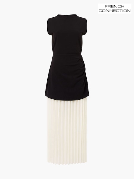 French Connection Black Zion Pleated Skirt Dress (Y00103) | €174