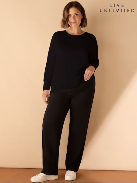 Live Unlimited Black Cotton Slub Crew Neck T-Shirt (Y00194) | 208 QAR