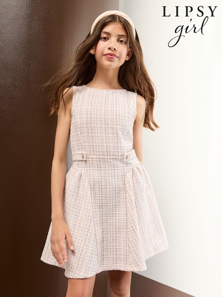 Lipsy Pink Boucle Check Dress (5-16yrs) (Y00252) | €57 - €68