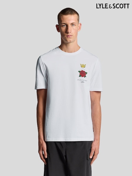 Lyle & Scott White Rose and Crown Graphic Print T-Shirt (Y00329) | €46