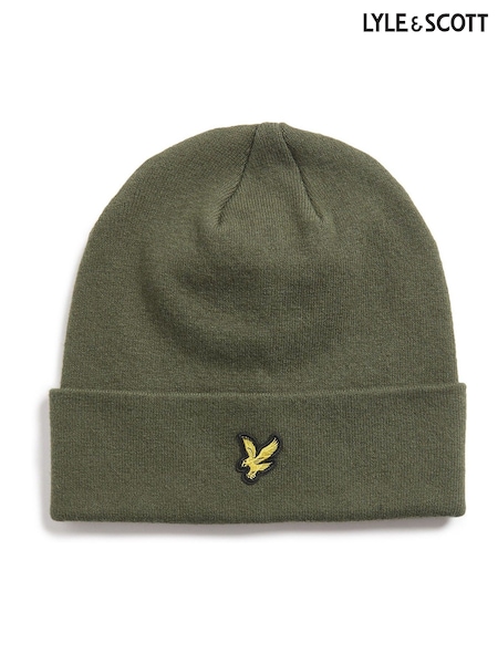 Lyle & Scott Green Cotton Merino Beanie (Y00335) | €37