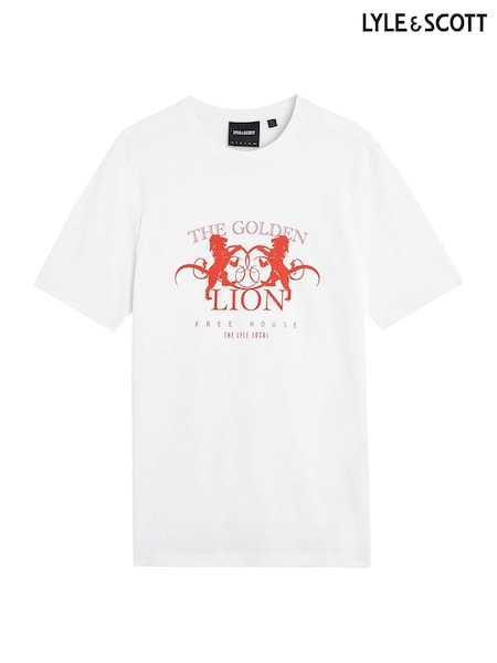 Lyle & Scott White Golden Lion Graphic Print T-shirt (Y00338) | €50