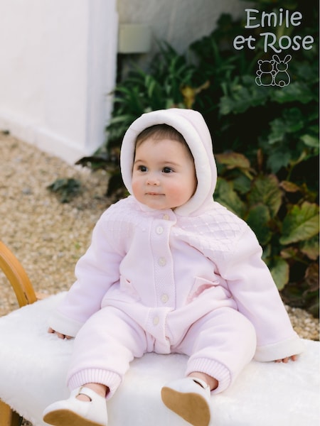 Emile Et Rose Kane Knitted Pramsuit With Pockets Fur Trim and Pom-Pom (Y00589) | €93