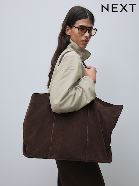 Chocolate Brown Suede Large Shoulder Bag (Y00689) | LEI 862