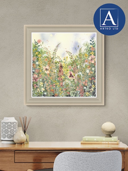 Artko Taupe Floral Print Fantasia By Jane Morgan Framed Art (Y00722) | €108