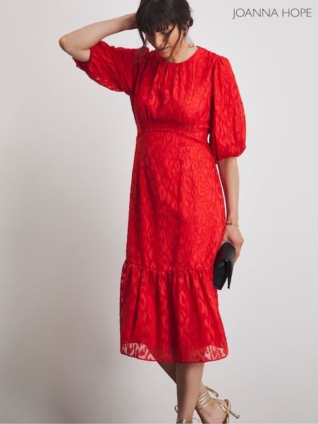 Joanna Hope Red Burnout Bubble Sleeve Dress (Y00800) | € 77