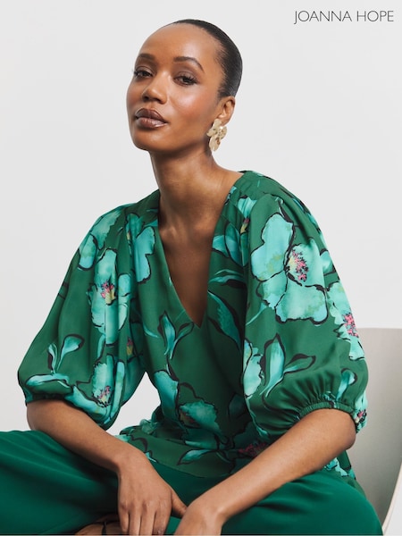 Joanna Hope Green Puff Sleeve Blouse (Y00813) | €71
