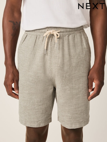 Green Linen Blend Elasticated Waist Shorts (Y00820) | SGD 42