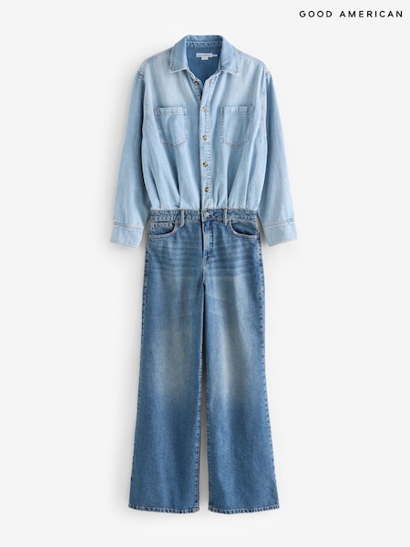 Good American Blue Denim Shirt Jumpsuit (Y00830) | €347
