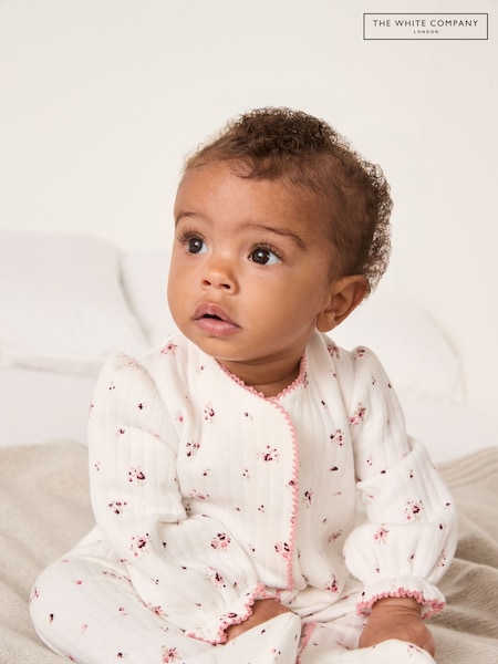 The White Company White Minnie Floral Quilted Sleepsuit (Y00844) | ‏151 د.إ.‏