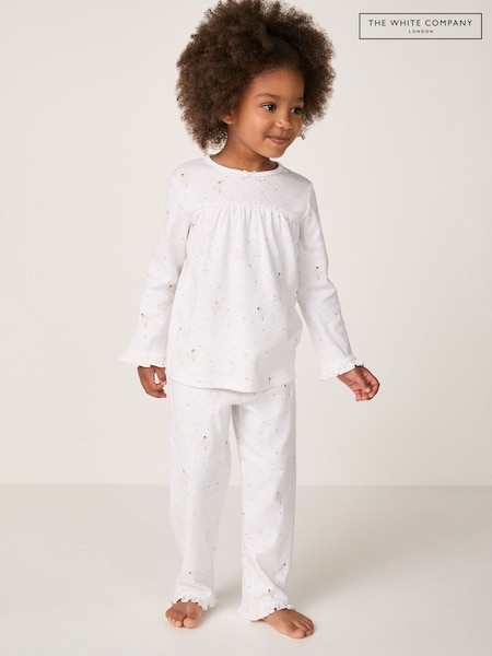 The White Company Cotton Frill Hem Twinkle Star Fairy Relaxed Fit White Pyjamas (Y00869) | €37