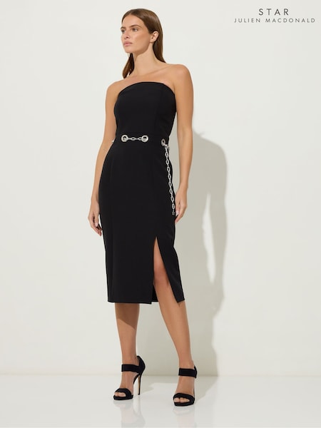 Star by Julien MacDonald Black Chain Belt Strapless Dress (Y00948) | €113