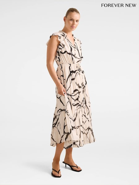 Forever New Cream Morgan Pleated Midi Dress (Y01127) | €128