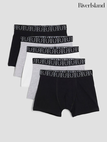 River Island Grey Mono Boxers 5 Pack (Y01129) | €20