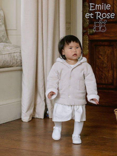 Emile Et Rose Kai Knitted Jacket With Fur Trim Pom-Pom & Hood (Y01146) | €64