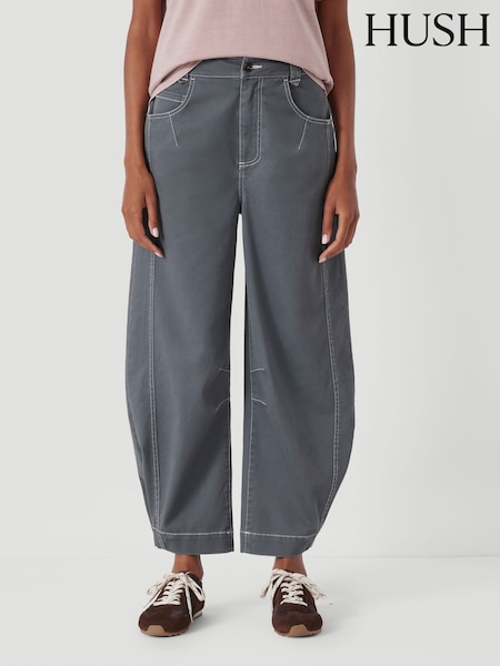 Hush Grey Seam Detail Barrel Leg Trousers (Y01191) | €133