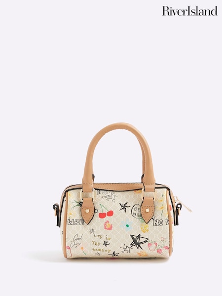 River Island Cream Scribble Mini Cross-Body Bowler Bag (Y01204) | €42