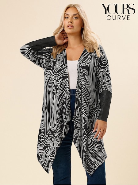 Yours Curve Abstract PU Cuffed Cardigan (Y01386) | R$ 285