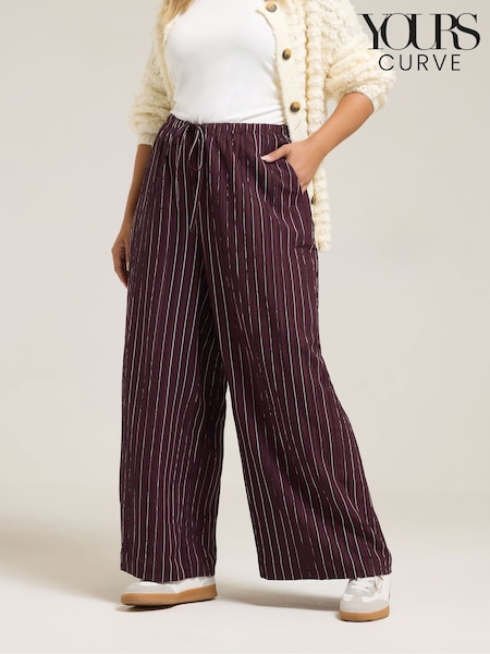 Yours Curve Red Pull On Wide Leg Trousers (Y01387) | €41